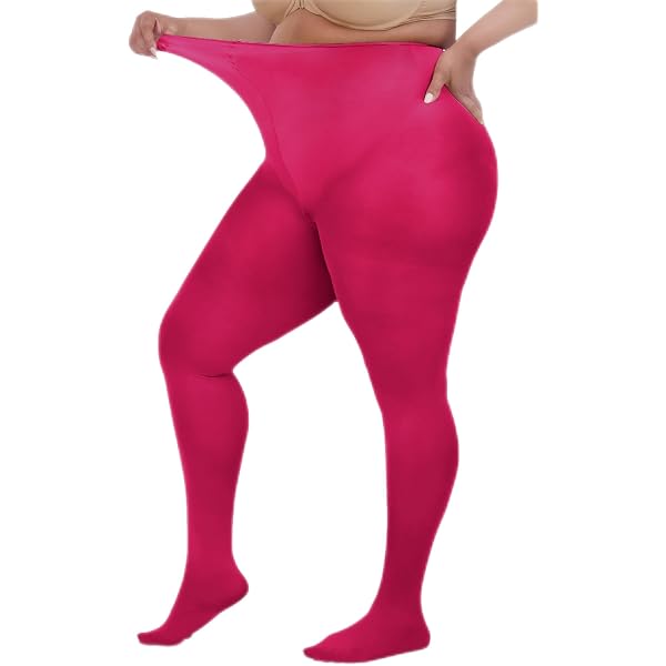 Plus Size Opaque Tights – Solid Color Tights For Women, Fits 150-220 Lbs, Queen Size