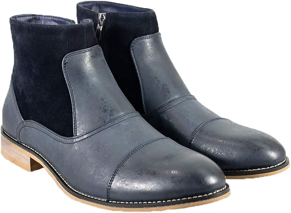 Cavani Men's Halifax Classic Shoes PU Leather Suede Side Zip Ankle