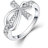 JO WISDOM 925 Sterling Silver Cubic Zirconia Cross Infinity Ring