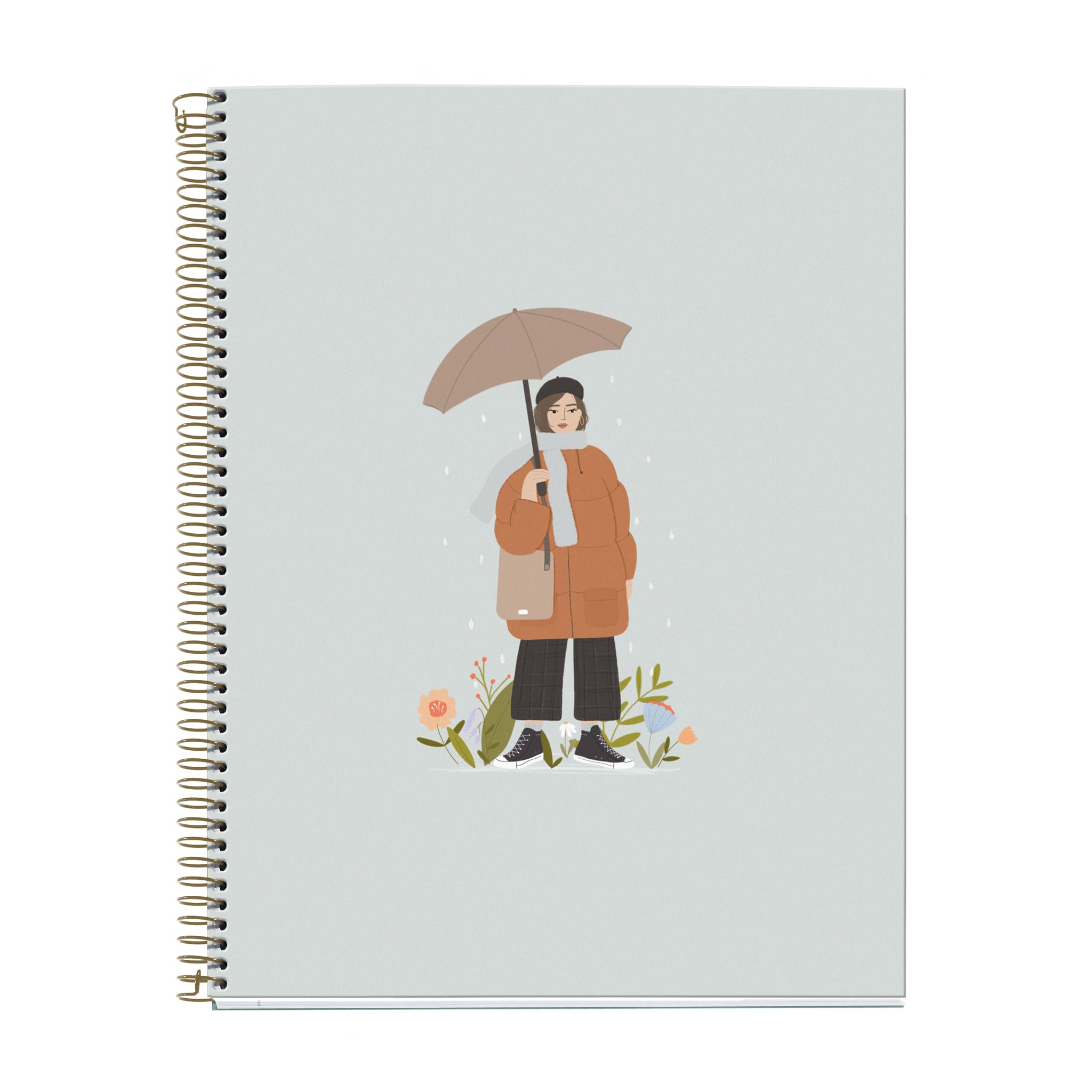 Miquelrius - A4 Notebook, 4 Colour Stripes, 5 x 5 mm, 120 Sheets of 70 g/m², Spiral, Squared Notebook, Nordic Melody Collection, Rain