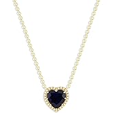 Belacqua Gemstone Necklace in 14K Gold Plated Sterling Silver, Heart Shape Pendant, 15" Cable Chain with 2" Extender, Spring Ring Clasp, Dainty Birthstone Necklace for Women, Gift Box Included