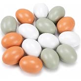 POPLAY 15-Pack Wooden Eggs for Nesting, Fake Chicken Eggs 3 Colors | Fake Eggs for Laying Hens, Poultry Mannequin Training, Craft Painting. Great for Play Food and Farmhouse Decor