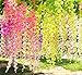 Lannu 12 Pack 3.6 FT Artificial Fake Hanging Wisteria Vine Ratta Silk Flowers String for Home Wedding Party Decor (Pink)
