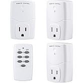 BN-LINK Mini Wireless Remote Control Outlet Switch Power Plug in for Household Appliances, Wireless Remote Light Switch, LED Light Bulbs, White (1 Remote + 3 Outlet) 1250W/10A