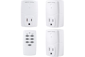 BN-LINK Mini Wireless Remote Control Outlet Switch Power Plug in for Household Appliances, Wireless Remote Light Switch, LED Light Bulbs, White (1 Remote + 3 Outlet) 1250W/10A