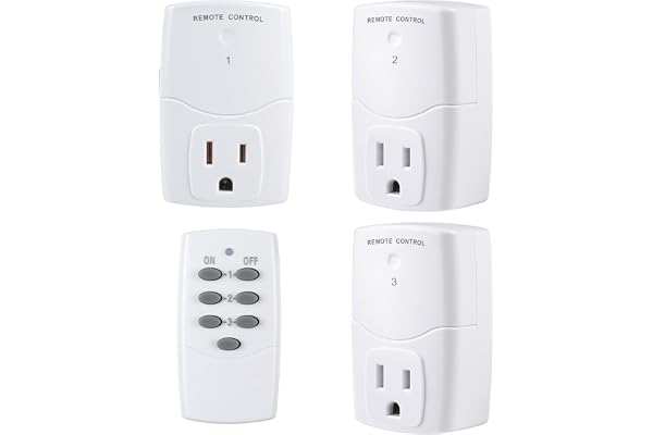 BN-LINK Mini Wireless Remote Control Outlet Switch Power Plug in for Household Appliances, Wireless Remote Light Switch, LED