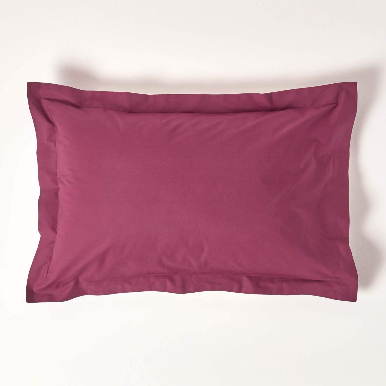 HOMESCAPES Plum Purple Pure Egyptian Cotton Oxford Pillowcase Standard Size 200 TC 400 Thread Count Percale Equivalent Pillow Case