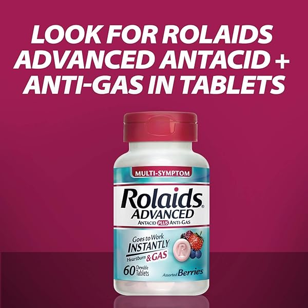 ROLAIDS ADVANCED ANTACID PLUS ANTI-GAS SOFTCHEWS, 28 COUNT, MIXED BERRY, HEARTBURN AND GAS RELIEF