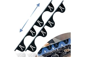 KARIDGE Stove Gap Covers Stainless Steel Stove Gap Filler (2 Pack) Heat Resistant Stove Gap Guards Easy Clean Adjustable Length 13.8" to 27.5" 1 for Protect Gap Filler Sealing Spills in Kitchen Counter
