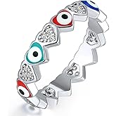 Esbbela Evil Eye Ring for Women 18K White Gold Plated Evil Eye Band Cubic Zirconia Braided Engagement Promise Statement Wedding Ring Jewelry Gift Size 6-10