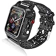 Realproof Waterproof Case for Apple Watch Series SE | SE2 | 6 | 5 | 4 44MM with 3PCS Premium Soft Silicone Band, Dropproof Shockproof Resistant Rugged Protective iWatch Case Bulit-in Screen Protector