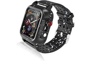 OWKEY Realproof Waterproof Case for Apple Watch Series SE | SE2 | 6 | 5 | 4 44MM with 3PCS Premium Soft Silicone Band, Dropproof Shockproof Resistant Rugged Protective iWatch Case Bulit-in Screen Protector