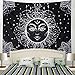 Racunbula Sun and Moon Tapestry Burning Sun with Star Tapestry Psychedelic Black and White Mystic Wall Tapestry for Bedroom