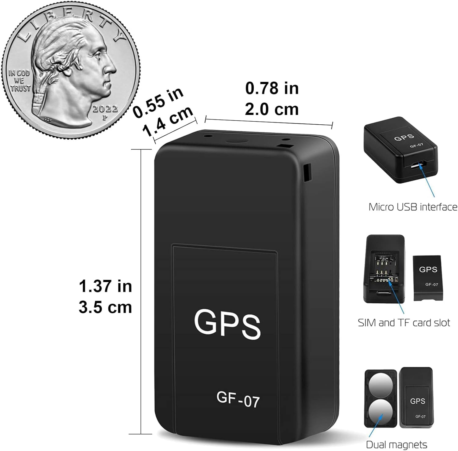 GPS Tracker for Vehicles, Mini Portable Real Time Magnetic GPS Tracking Device, Full Global Coverage Location Tracker for Car, Kids, Dogs, Motorcycle. No Subscription Required