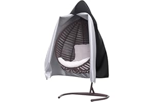 Likorlove Patio Hanging Egg Chair Cover, 70in H x 66in D Swing Chair Cover Waterproof Heavy Duty Weather Resisatnt Outdoor Furniture Hanging Chair Cover with Zipper for Porch Wicker Egg Swing (Black)