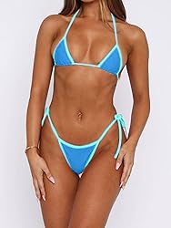 Roevite Triangle Bikini Set for Women Thong Two