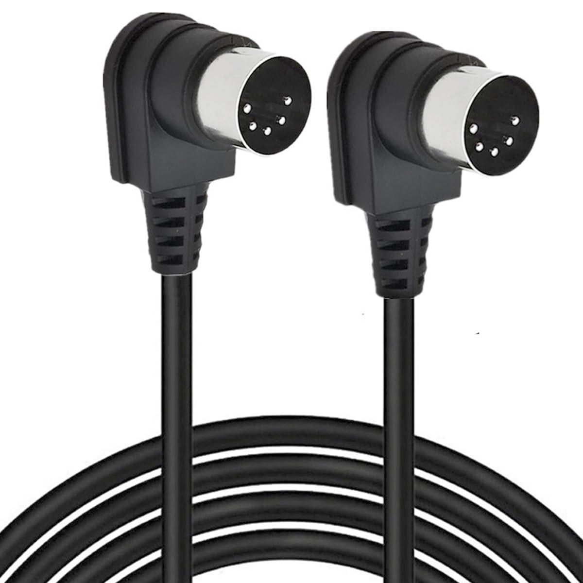 HTGuoji 90 Degree Angle MIDI 5 Pin DIN Cable, Right Angle Doul 90 Degree DIN 5 Pin Male to Male MIDI Audio Cable for Music Mixer,MIDI Device,MIDI Keyboard (3 Meter /9.8 Ft)