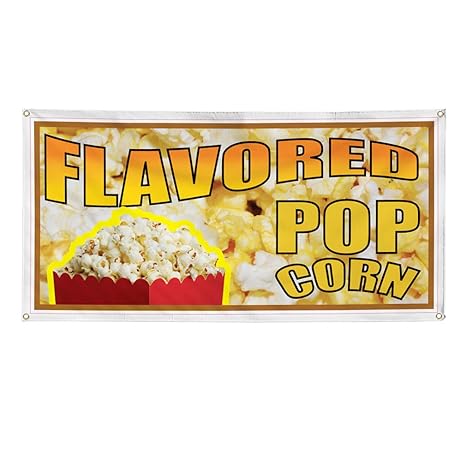 Amazon Com Vinyl Banner Sign Flavored Pop Corn Restaurant Cafe