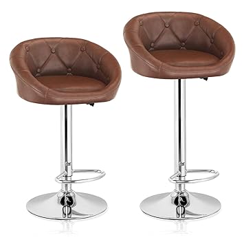 MBTC Delton Cafeteria Bar Stool Chair in Light Brown (Set of 2 Pcs)