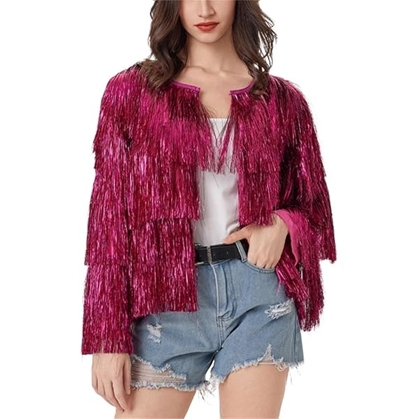 Womens Sequin Jacket Edary Women's Sequin Fringe Jacket Coat