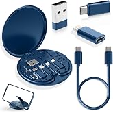 YANZIE USB Adapter Kit, USB C Travel Organizer Case with Phone Stand, Blue | Micro-USB and Lightning-Compatible Connectors, SIM Card Storage, Eject Pin, Charging and Data Functions Vary by Device