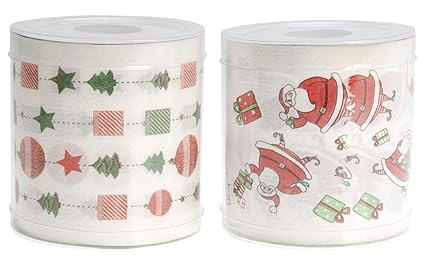 Carta Igienica Di Natale Due Rotoli Di Carta Igienica Con Disegni Di Babbo Natale Albero Di Natale E Regali Due Disegni
