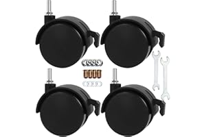 YEWEKE 2" Stem Casters Replacement Casters Threaded Swivel Furniture Caster Wheels with Brakes 100Lbs (M6-1.0x15mm-Black)