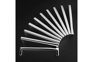 KOOFIZO Solid Square Bar Cabinet Handle - Chrome Furniture Pull, 3.8 Inch/96mm Screwhole Distance, 10-Pack for Kitchen Cupboard Door, Bedroom Dresser Drawer, Bathroom Wardrobe Hardware