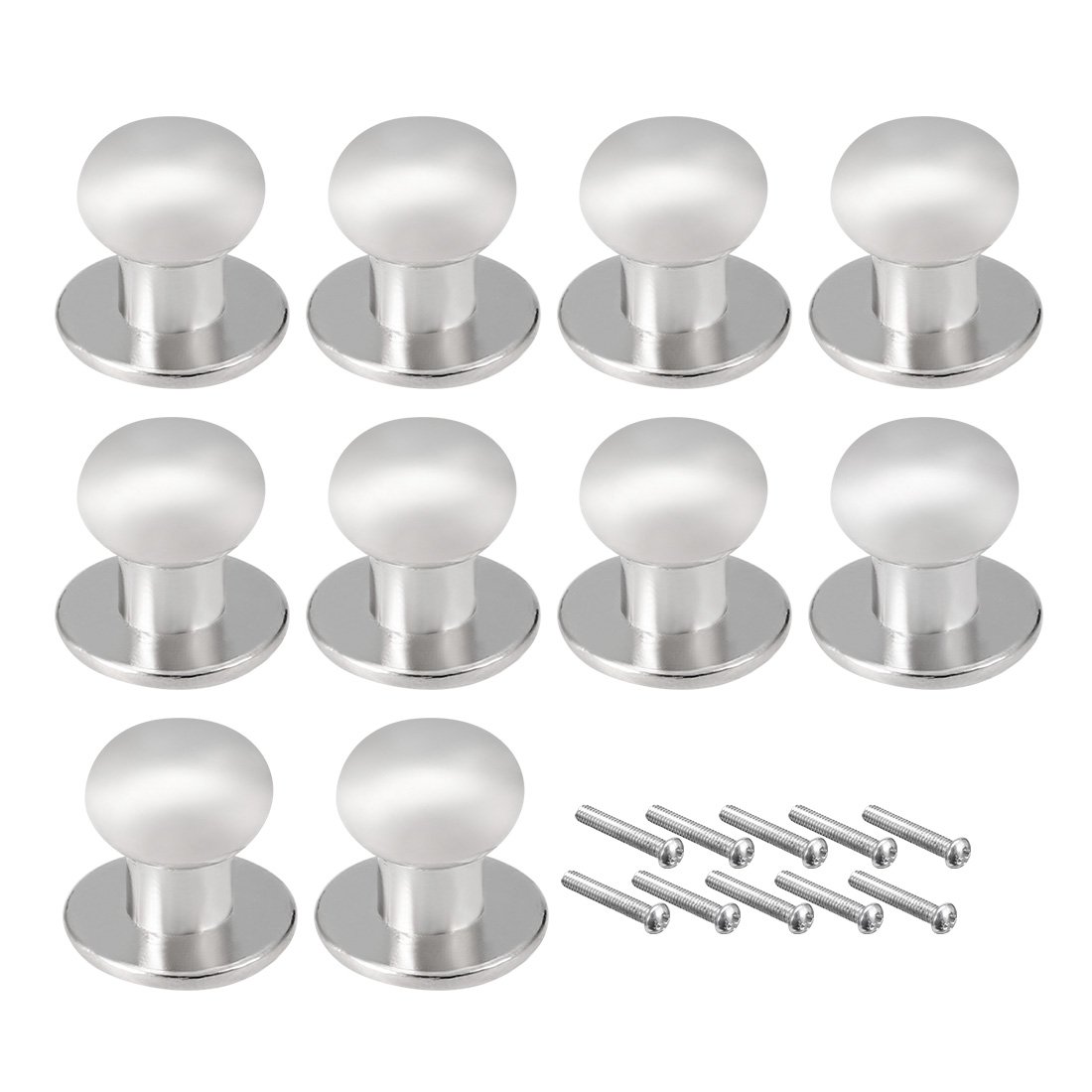 Sourcingmap 10mmx11mm Gift Jewelry Box Single Hole Round Knobs Pull Handle Silver Tone 10pcs