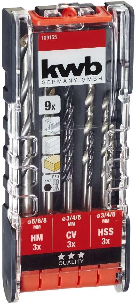 kwb PowerBox combinibohrer set - Drill set, 9-piece for metal stone, wood, incl. Six-rate recording, multi-coloured - Image 4