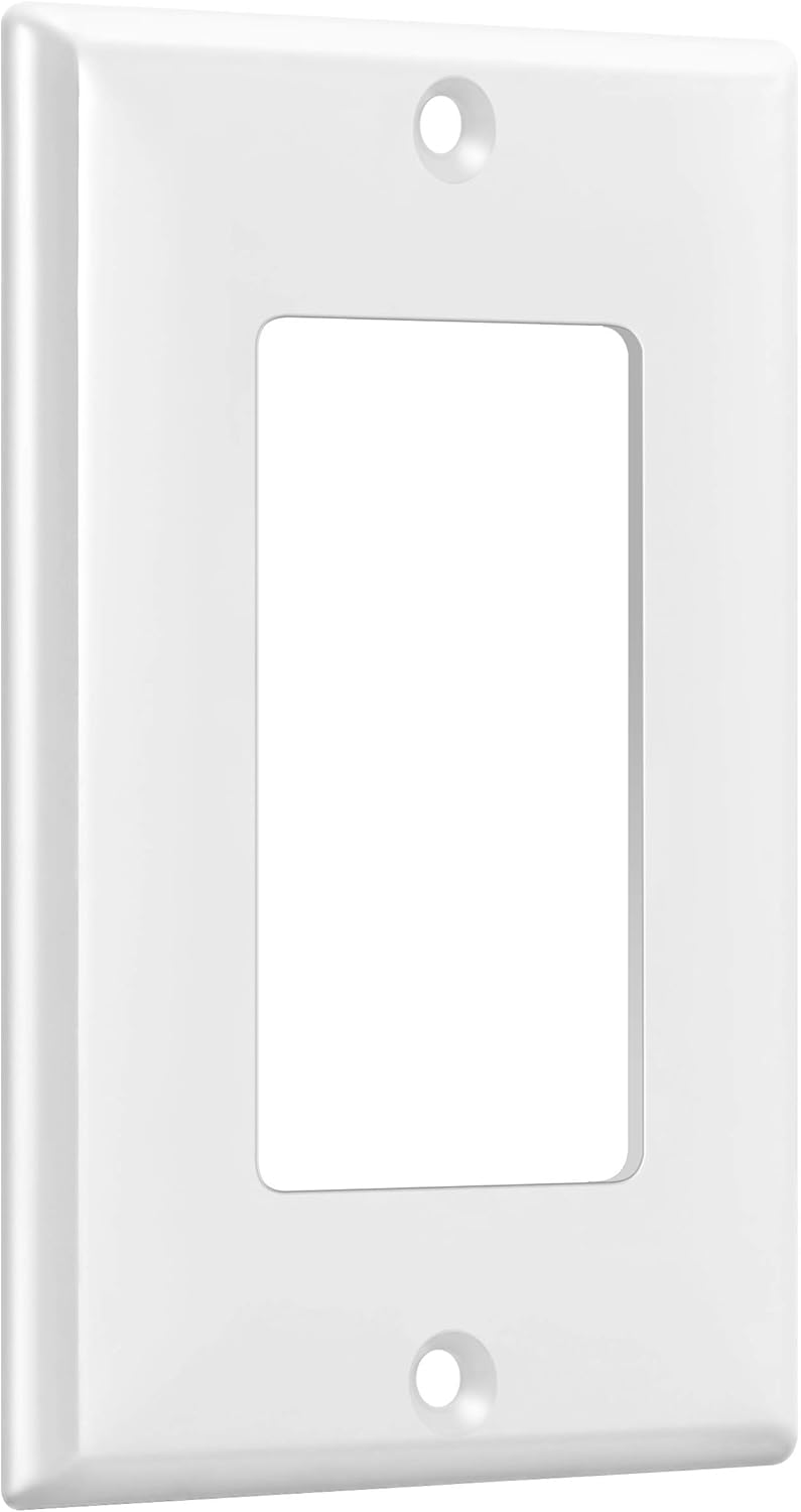 ENERLITES Decorator Light Switch or Receptacle Outlet Wall Plate, Size 1-Gang 4.50" x 2.76", Unbreakable Polycarbonate Thermoplastic, UL Listed, 8831-W, White: Home Improvement