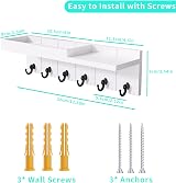 HapiRm Key Holder Wall Mount with 6 Hooks and Shelf view 2