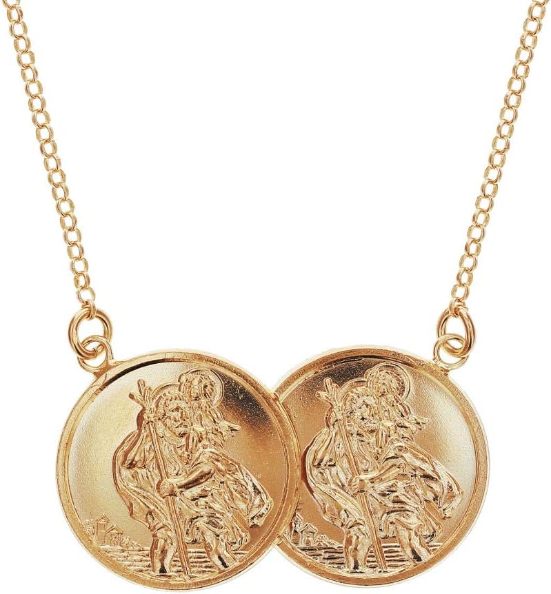 TOC Rose-Goldtone Sterling Silver St Christopher Half Sovereign Necklace 17"+1"