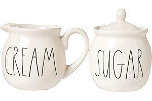 Rae Dunn by Magenta Ceramic CREAM and SUGAR in large letters 2 piece set