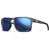 Wiley X WX Founder Sunglasses Safety Glasses for Men Shatterproof UV Eye Protection for Combat, Shooting Captivate Polarized Blue Mirror Lenses Gloss Crystal Grey Frames