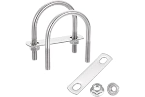 uxcell 2 Set 2" Inner Wide Round U Bolts, 3" Length 304 Stainless Steel U-Bolts with Flange Hexagon Nuts, Frame Plates for Tr