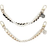 Nfvjfxz 2 Pack Pearl Purse Extender Chains 10.2 Inch Decorative Bag Chains with Flower Pendant for Handbags Wallet Phone Keychain Black and White