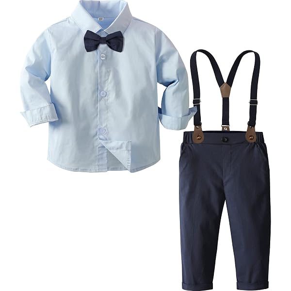 A&J DESIGN Jungen-Anzug-Set – 3-teilig Mit Hemd, Hose & Hosenträger, Weiß, Für 3–4 Jahre