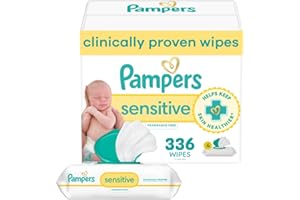 Pampers Baby Wipes, Sensitive, Water Based Wipe, Clinically Proven, Hypoallergenic, and Unscented for Babies, 336 Wipes Total