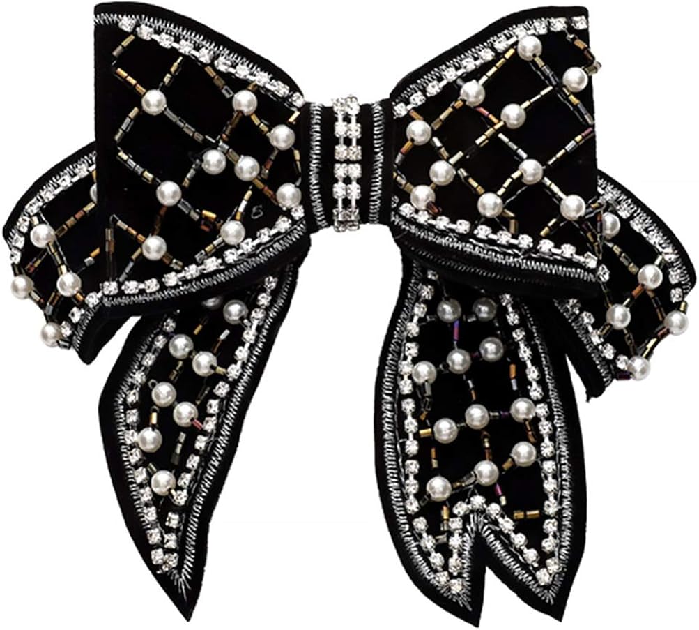 SOIMISS Bow Hair Clip Rhinestone Pearl Bowknot Alligator Hairpin Stylish Hair Accessories for Wedding Party Elegant Women Girls