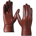 Harssidanzar Leather Gloves for Men,Winter Sheepskin Driving Gloves Cashmere Lined