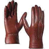Harssidanzar Leather Gloves for Men,Winter Sheepskin Driving Gloves Cashmere Lined