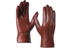 Harssidanzar Leather Gloves for Men,Winter Sheepskin Driving Gloves Cashmere Lined
