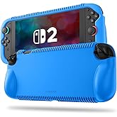 Fintie Silicone Case Compatible with Nintendo Switch 2 (2025) - Soft [Anti-Slip] [Shock Proof] Protective Cover with Game Card Slots & Ergonomic Grip Design, Drop Protection Grip Case (Blue)