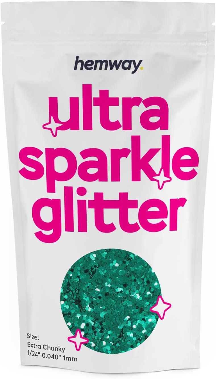 Hemway Ultra Sparkle Glitter Turquoise Blue 100g Extra Chunky