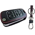 KAWIHEN Leather Key Fob Case Cover Compatible with Chevrolet Chevy Camaro Cruze Equinox Impala Malibu SS Sonic GMC Terrain Buick Encore Lacrosse Regal Verano OHT01060512