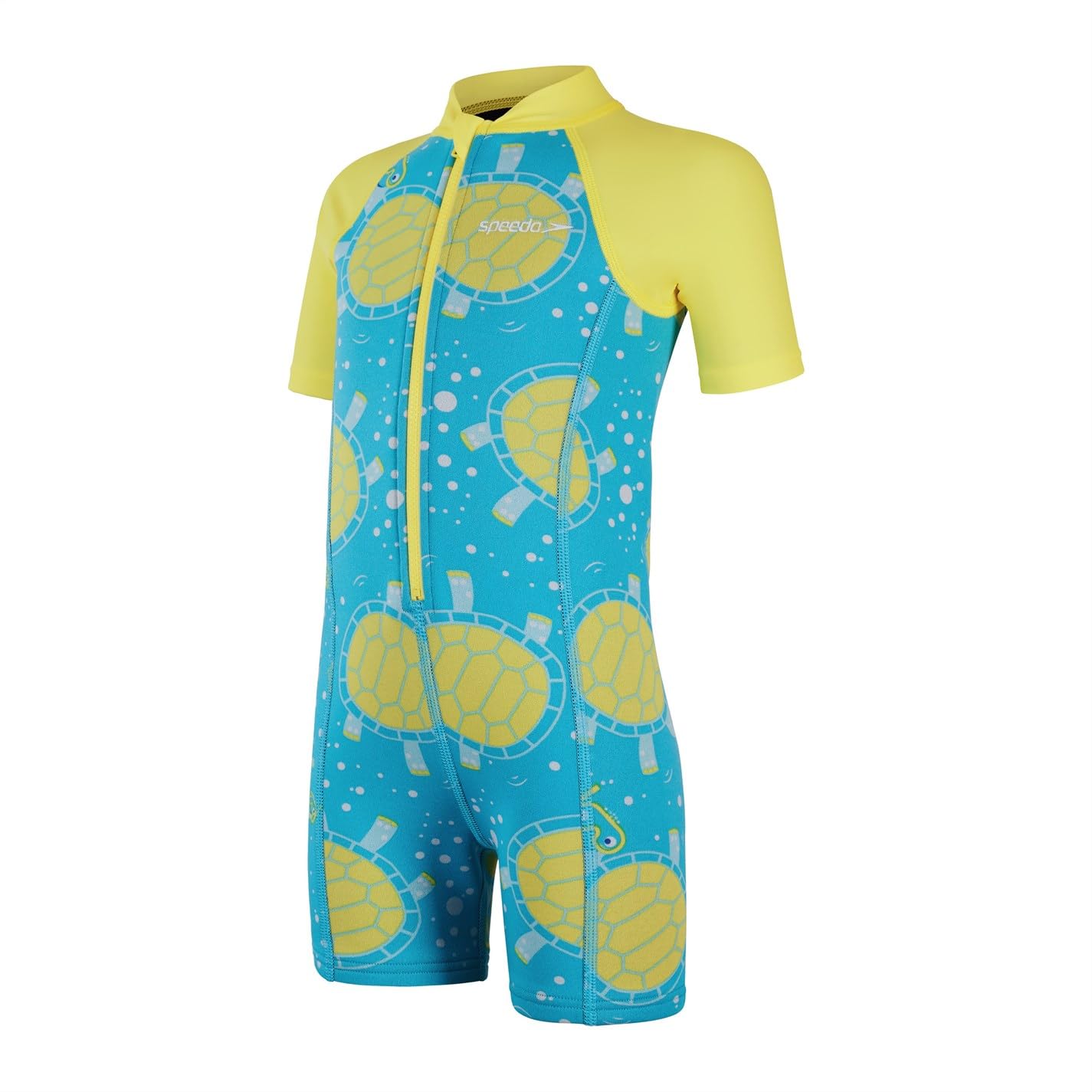 Speedo Infant Learn to Swim Tommy Turtle Wetsuit, Turquoise/Bright Yellow/Marine Blue/White, 2 Years