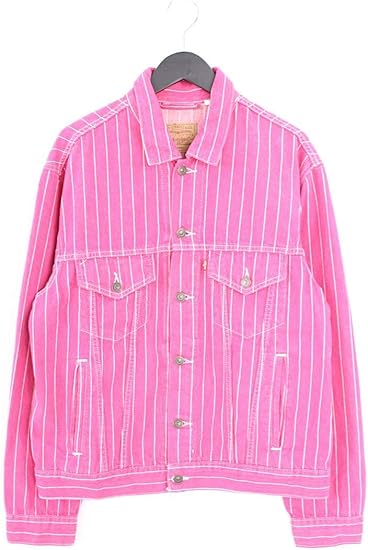 Amazon シュプリーム Supreme リーバイス Levi S 18ss Pinstripe Trucker Jacket ストライプトラッカーデニムジャケット M ピンク 中古 コート ジャケット 通販