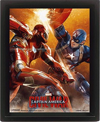 Captain America Civil War 3D Poster Battle (Iron Man) (20,3cm x 25,4cm) + 1 pack tesa powerstrips®, 20 pieces