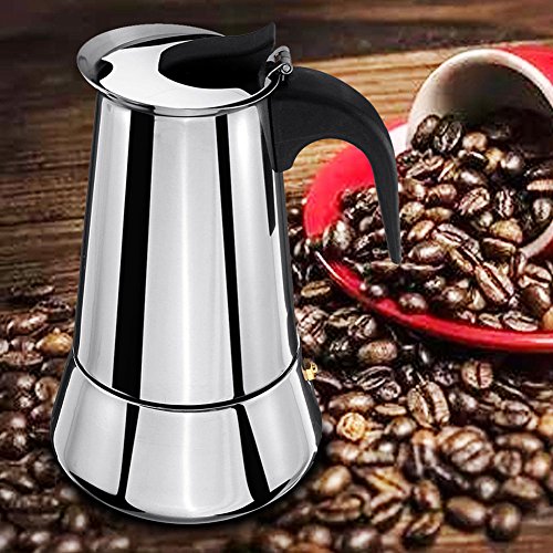 Coffee Pot Espresso Coffee Maker, Wide Bottom Coffee Stovetop Espresso Maker, Stainless Steel Coffee Cup Percolator Stove Top with Permanent Filter and Heat Resistant Handle(171010cm) - Thumbnail 4